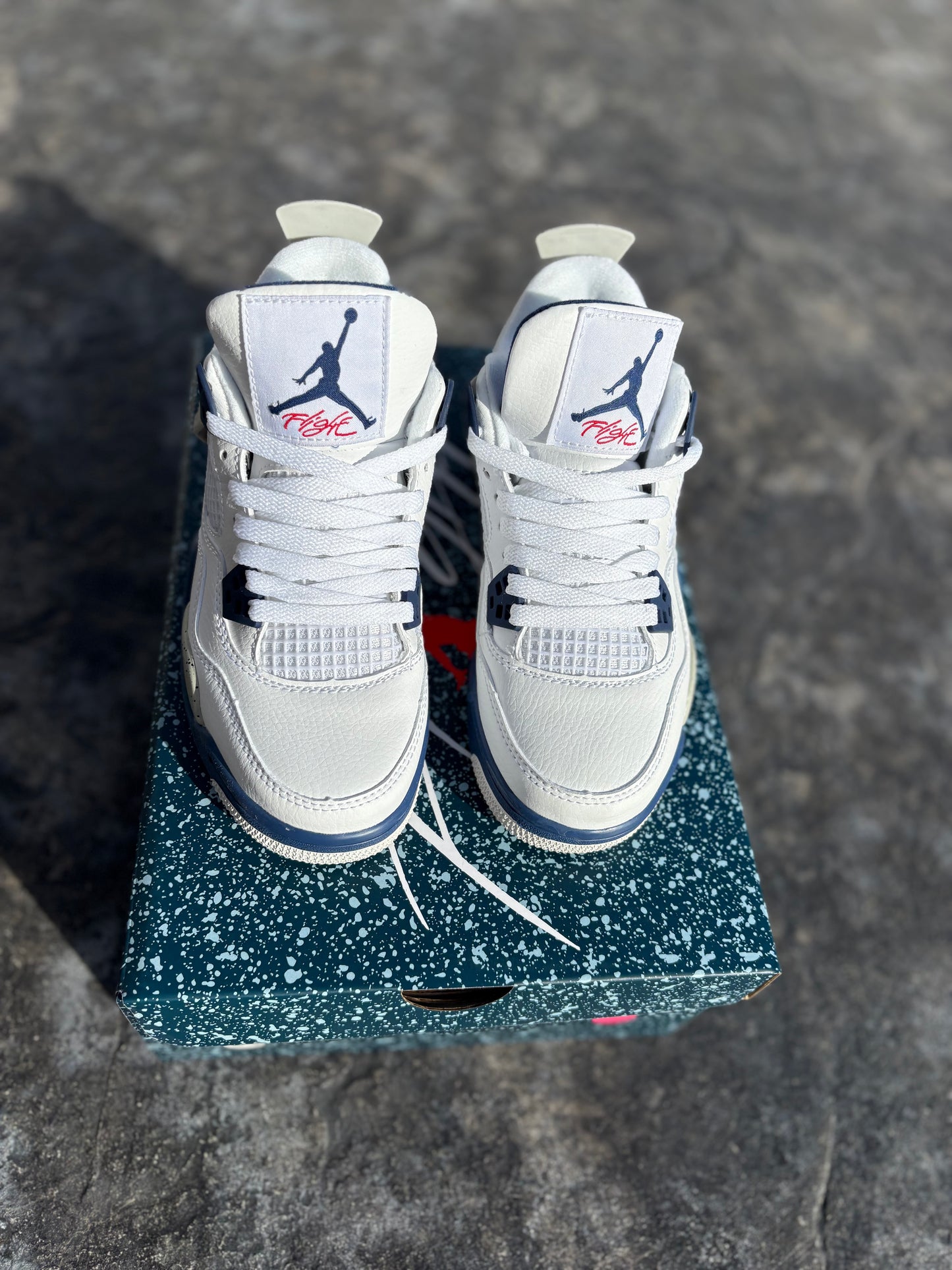 White & Navy blue Sneakers