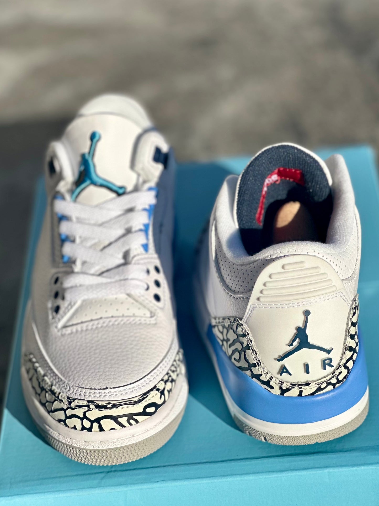 Low Top Sneakers – White with Sky Blue Accents