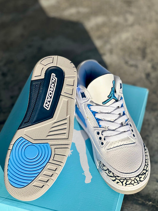 Low Top Sneakers – White with Sky Blue Accents