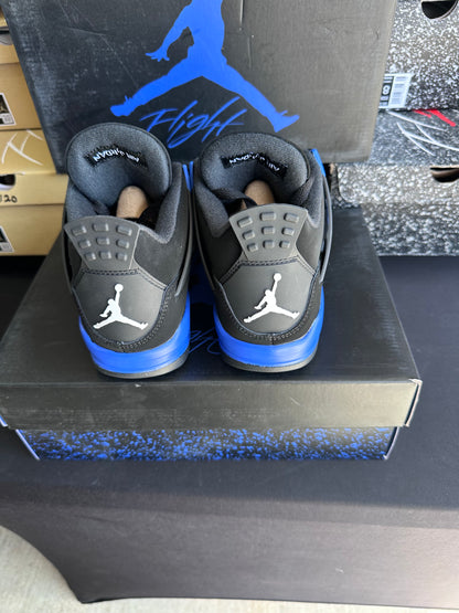 Back view of black and royal blue sneakers