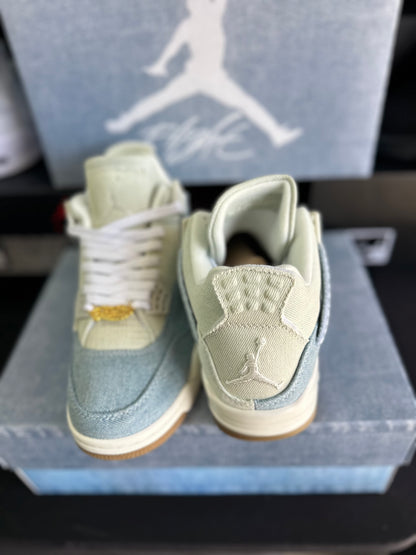 Denim style sneakers with gold lace charm detail