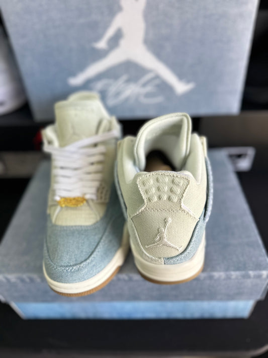 Denim style sneakers with gold lace charm detail